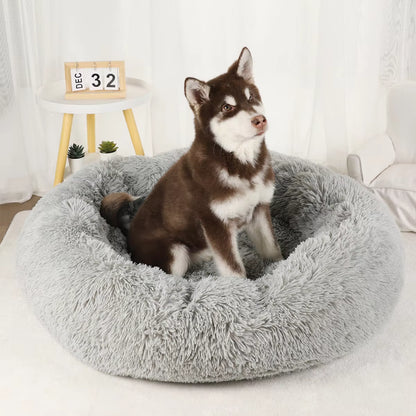 Large Washable Plush Dog Bed - Fluffy Sofa Style for Medium and Small Dogs
