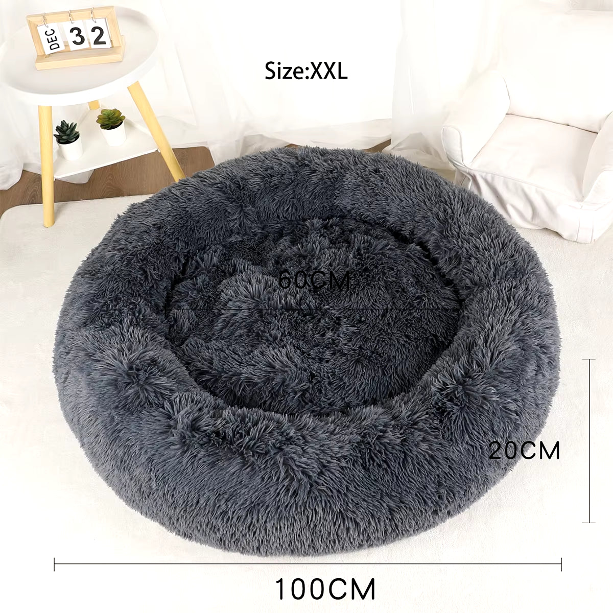 Large Washable Plush Dog Bed - Fluffy Sofa Style for Medium and Small Dogs