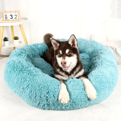 Large Washable Plush Dog Bed - Fluffy Sofa Style for Medium and Small Dogs
