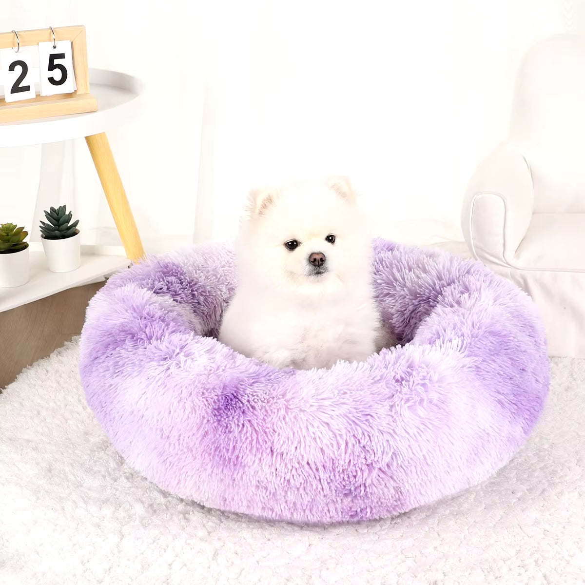 Large Washable Plush Dog Bed - Fluffy Sofa Style for Medium and Small Dogs